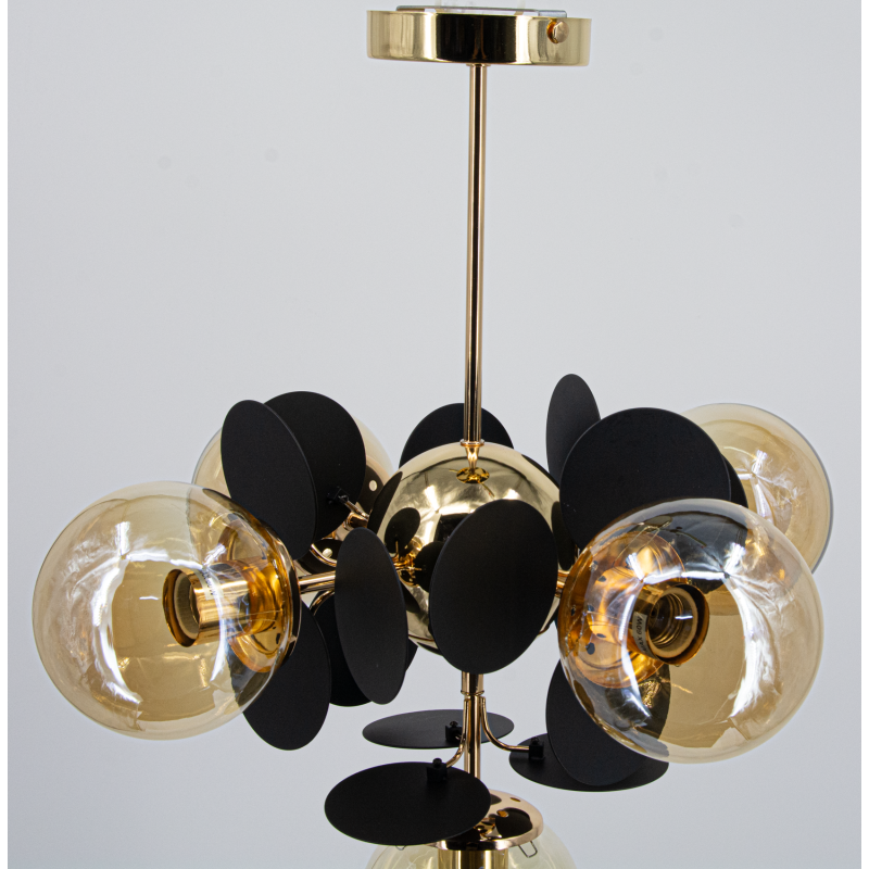 lampa wisząca złoto czarna szklane kule lampa wisząca złoto czarna szklane kule