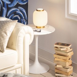 Świecąca Lampa Stołowa biało złota z Porcelany Porcellado do sypialni Świecąca Lampa Stołowa biało złota z Porcelany Porcellado do sypialni