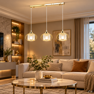 złota lampa wisząca ACRI 3xE27