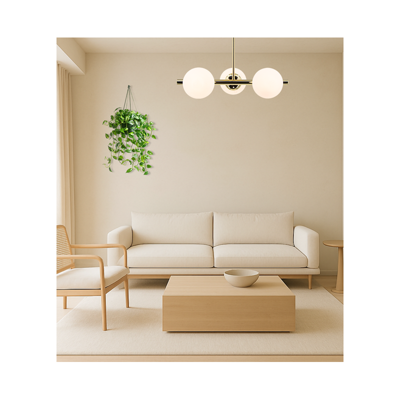 złota lampa sufitowa 3 punkty 50 cm