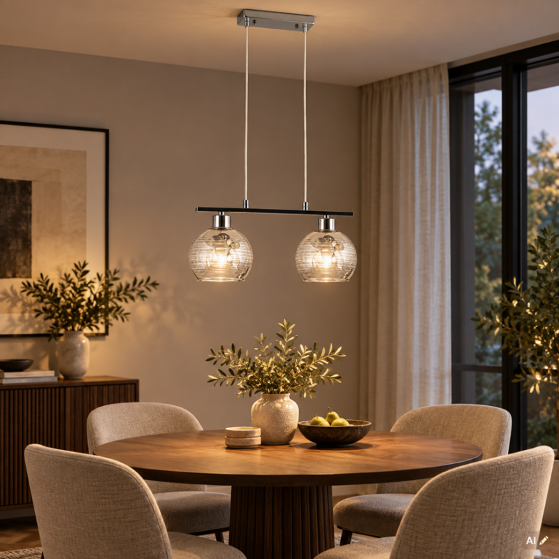 chromowana lampa wisząca LUKSOR 2xE27