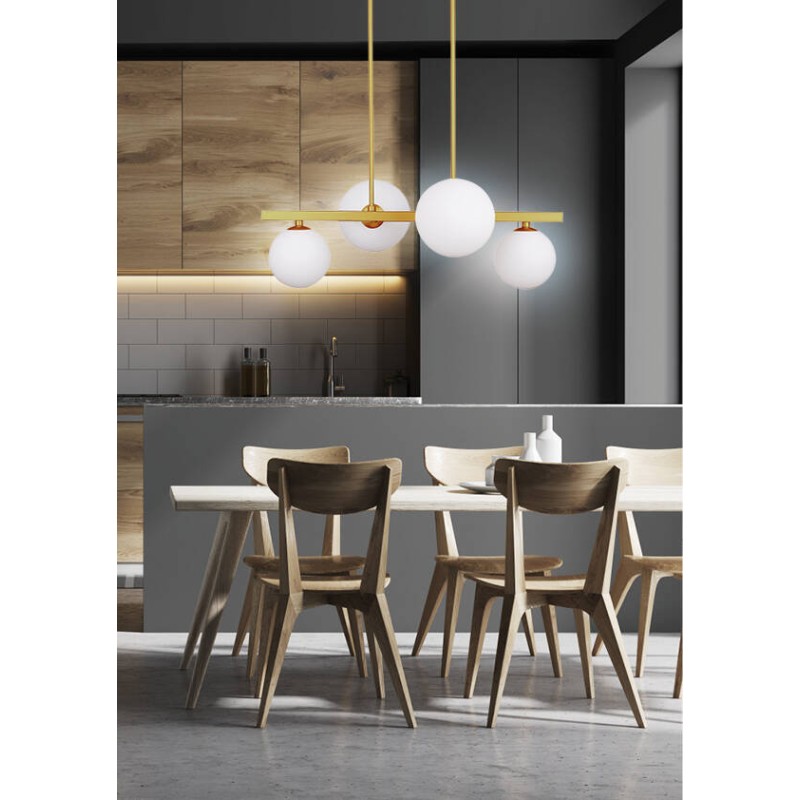 złota lampa wisząca KAMA 4xG9
