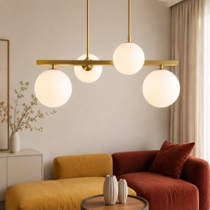 biało złota lampa wisząca 4 kule
