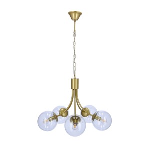 złota lampa wisząca 5 szklanych kul