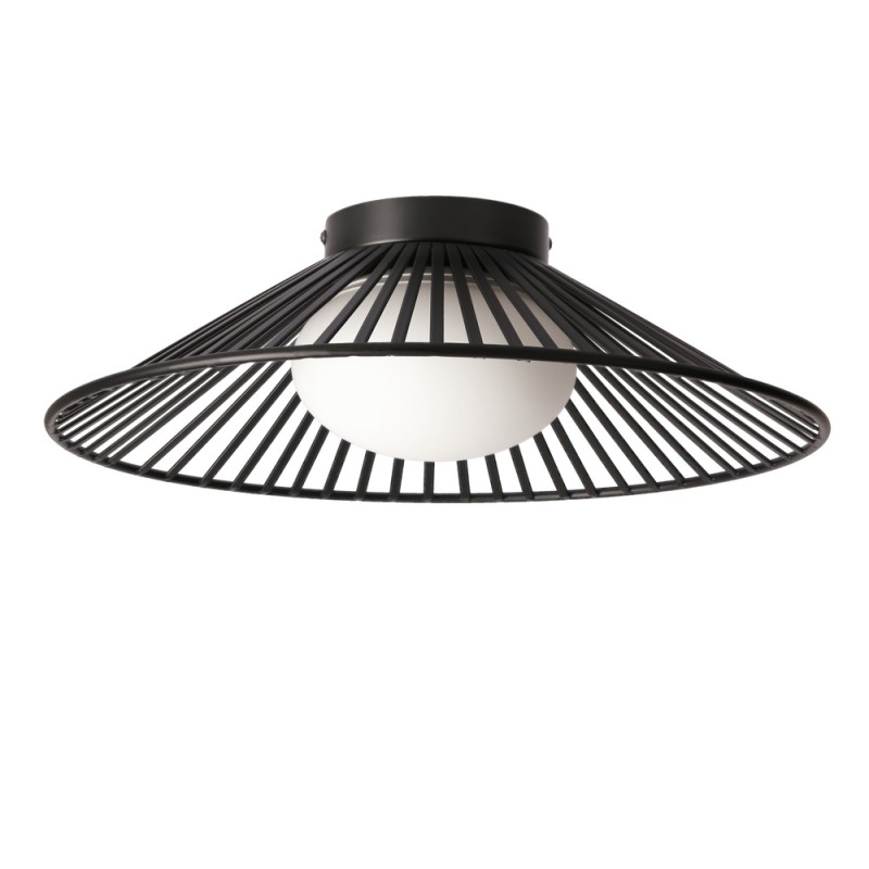 Czarna lampa sufitowa SONTE z białym szklanym kloszem Czarna lampa sufitowa SONTE z białym szklanym kloszem