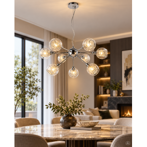 chromowana lampa wisząca DIXI 9xE14
