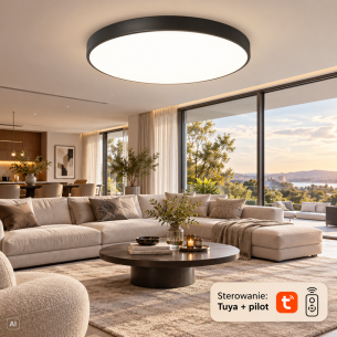 Duży czarny plafon LED 78 cm 142W Tuya