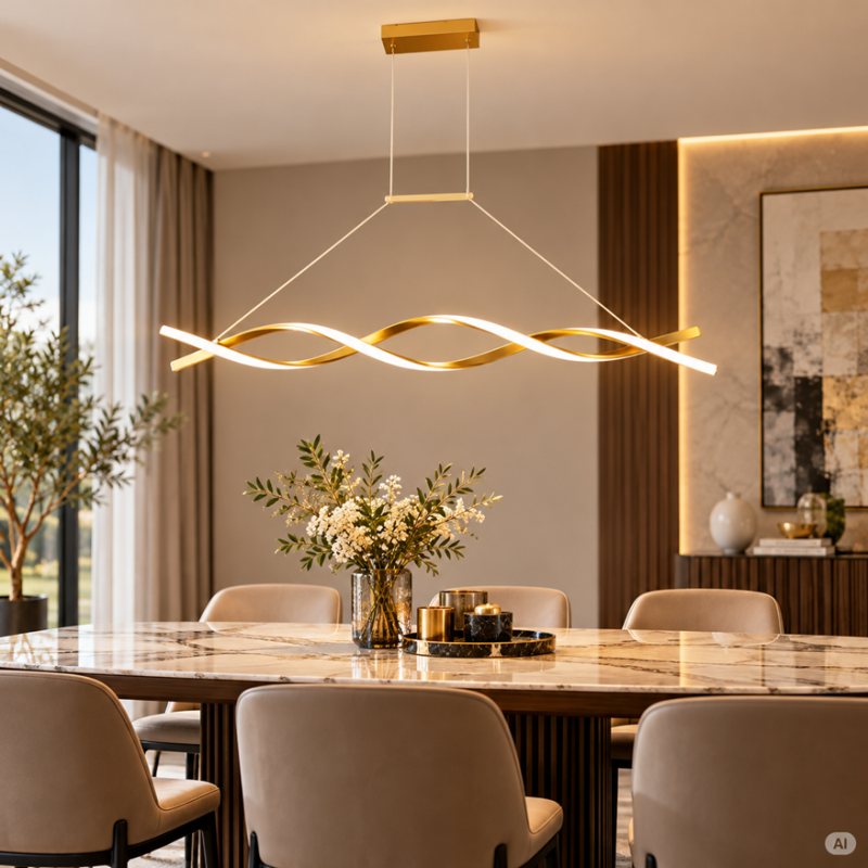 Złoty żyrandol LED XUDO 120 cm 37W Złoty żyrandol LED XUDO 120 cm 37W