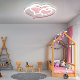 Różowa lampa sufitowa LED serca 66W z pilotem