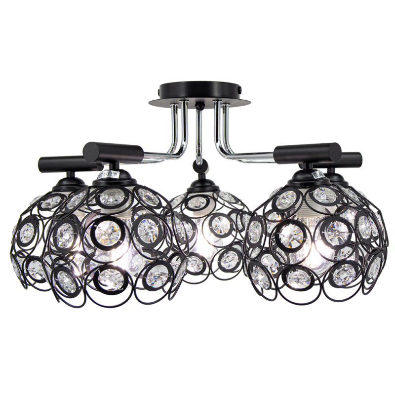 nowoczesna lampa sufitowa BOLD chrom czarna 5xE27