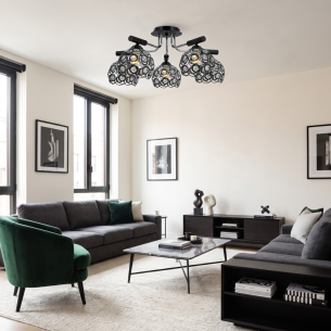 lampa sufitowa BOLD 5xE27 chrom czarna 60 cm