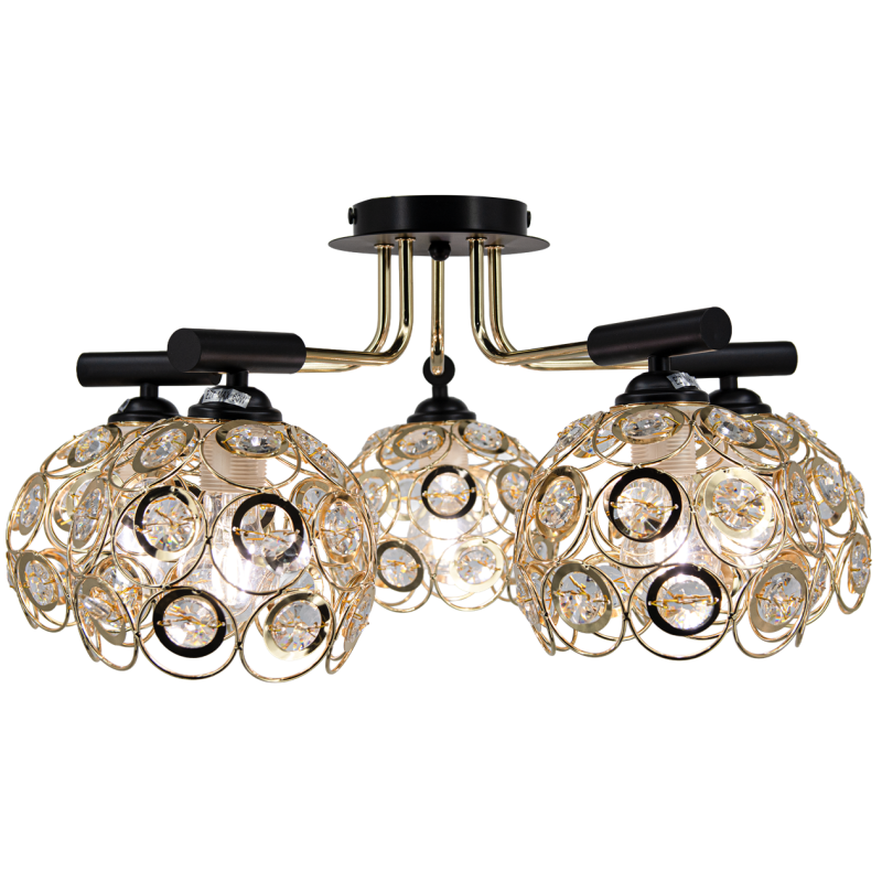 nowoczesna lampa sufitowa BOLD czarno złota 5xE27