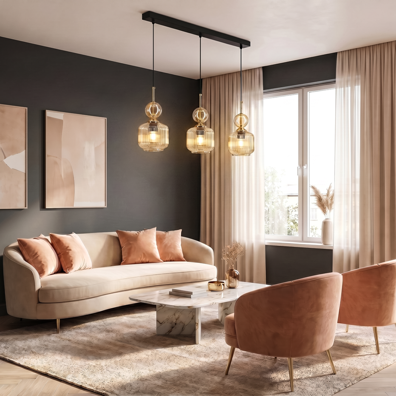 lampa wisząca NADIA 3xE27 czarno złota 65 cm