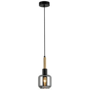 lampa ARES metal szkło drewno czarna