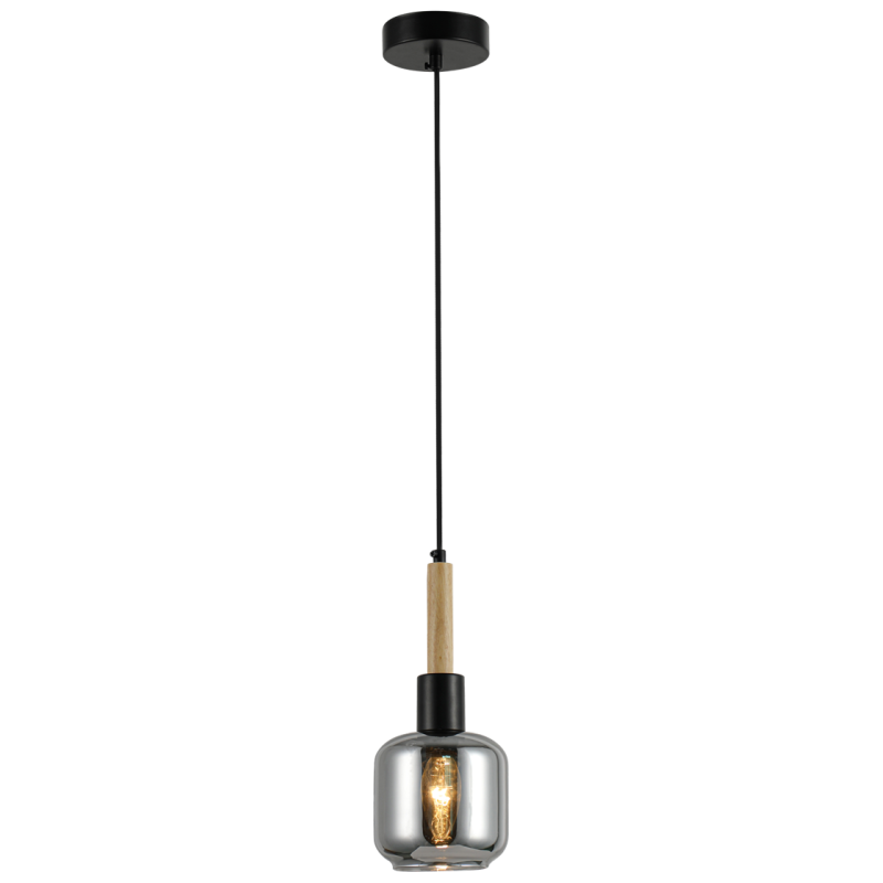 lampa ARES metal szkło drewno czarna
