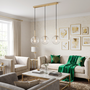złota lampa wisząca LEO 3xE14 60 cm