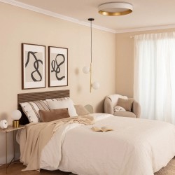 Plafon sufitowy LED Okrągły biało złoty do sypialni