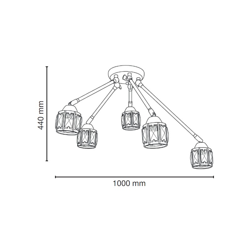 lampa NAIROBI 5 punktowa E14 czarna chrom