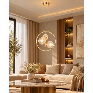 złota lampa wisząca NOVA 3xE14 LED 35 cm