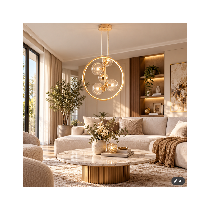 duża złota lampa wisząca do salonu NOVA duża złota lampa wisząca do salonu NOVA