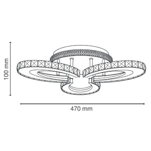 niski plafon kryształowy LED CORONA 47 cm niski plafon kryształowy LED CORONA 47 cm