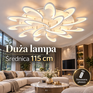 duży biały plafon LED 115 cm
