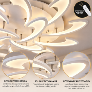 biała lampa sufitowa LED z pilotem biała lampa sufitowa LED z pilotem
