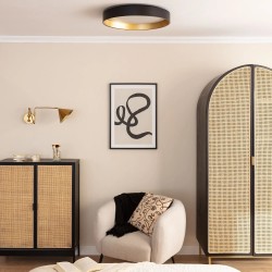 Plafon sufitowy LED Okrągły Czarno Złoty do salonu