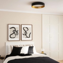 Plafon sufitowy LED Okrągły Czarno Złoty do sypialni