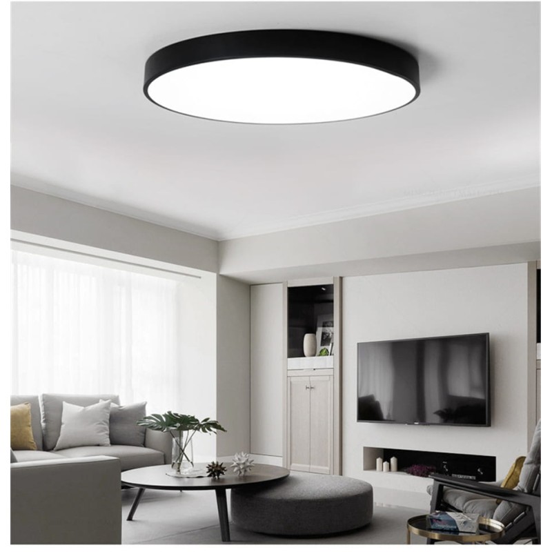 Świecący plafon LED w obudowie czarnej do Salonu