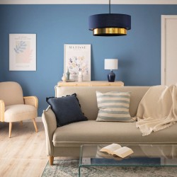 Elegancka lampa wisząca w kolorze niebieskim i złotym do salonu nad stół %shop-name% Elegancka lampa wisząca w kolorze niebieskim i złotym do salonu nad stół %shop-name%