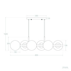 Wymiary Lampy Wisząca ze szklanymi kulami Conte