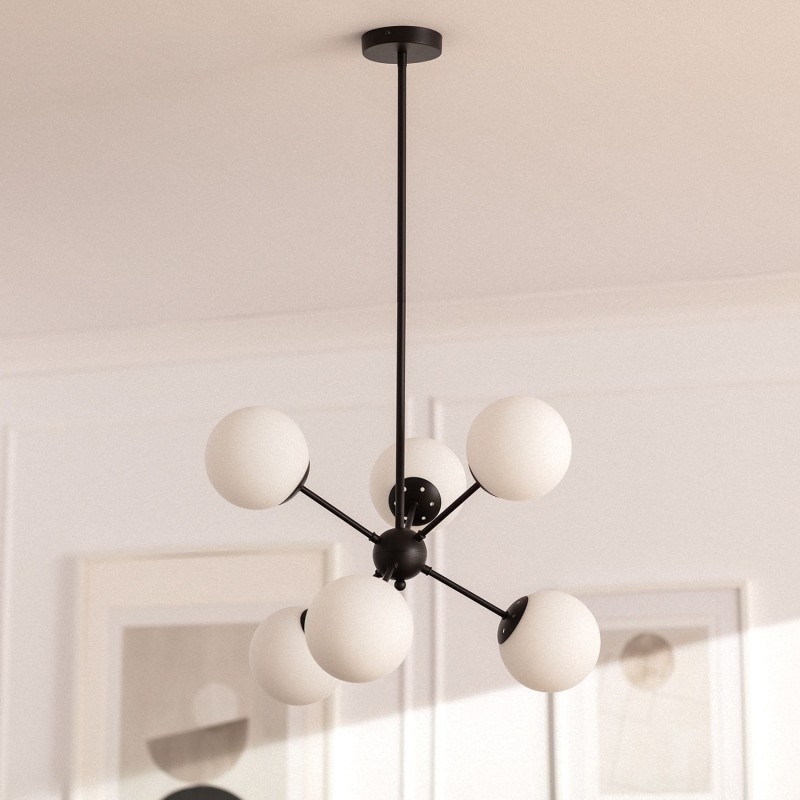 Lampa Wisząca Czarna do salonu szklane kule Grappa wisząca w pokoju