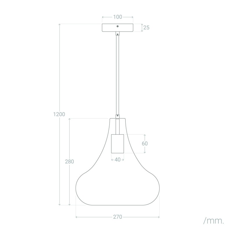 wymiary Lampy Wiszącej nad stół Szklany klosz Pico E27