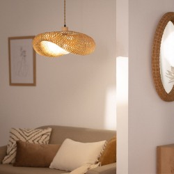 Lampa Wisząca z Bambusa Kapelusz 60cm Ponti Świecąca do salonu%separator%%shop-name%