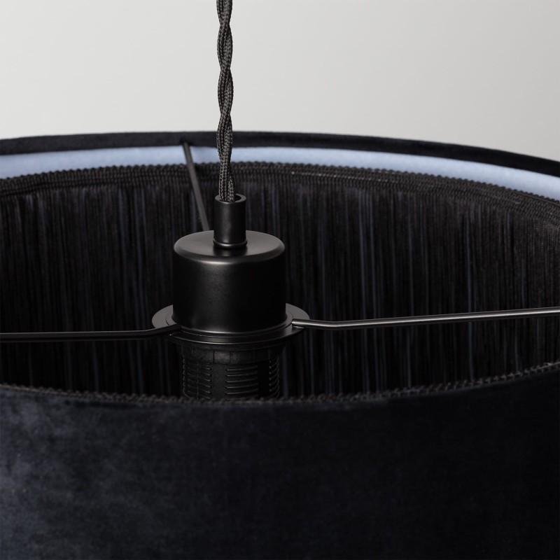 Mocowanie Lampy Wiszącej z Czarnego Aksamitu 40cm Fonte