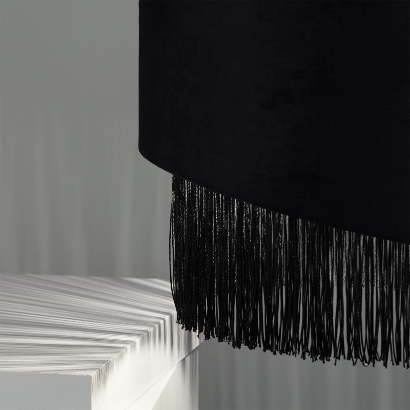 Frędzle Lampy Wiszącej z Czarnego Aksamitu 40cm Fonte