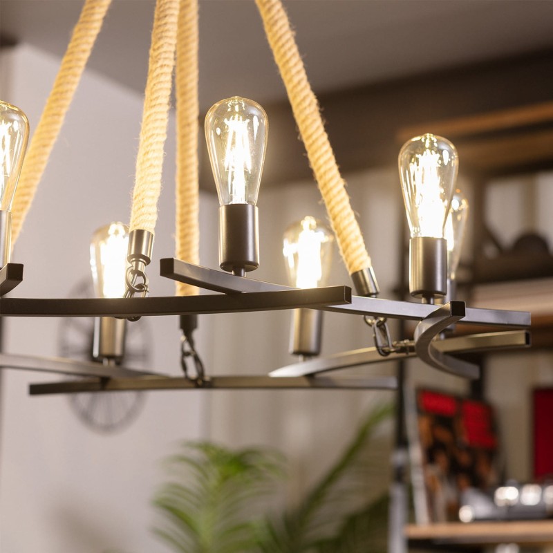 Lampa wisząca do jadalni Retro Liny konopne