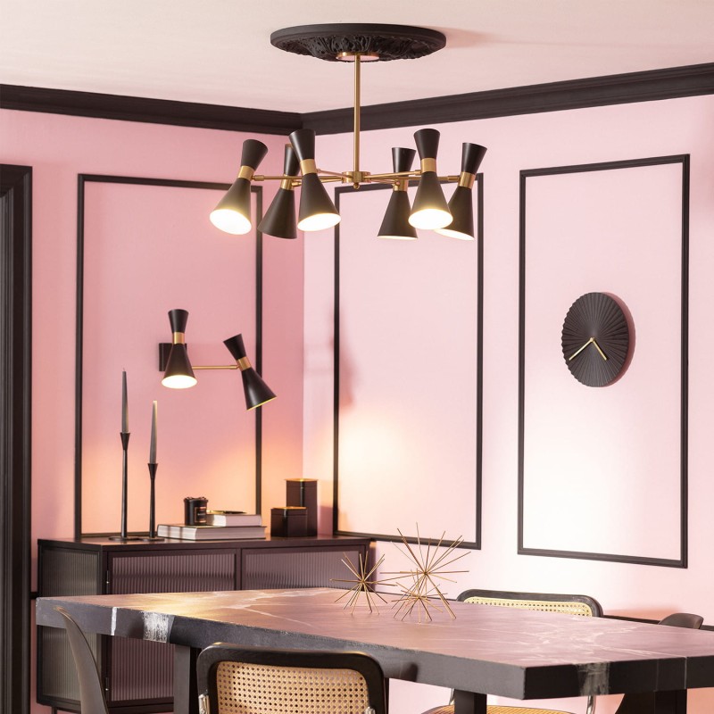 Lampa sufitowa złoto czarna Salvatore wisząca nad stołem Lampa sufitowa złoto czarna Salvatore wisząca nad stołem