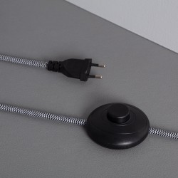 Włącznik oraz wtyczka Lampy Podłogowej Złotej ze Szklaną Kulą Mleczną