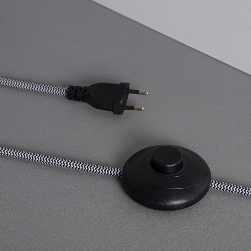 Włącznik oraz wtyczka Lampy Podłogowej Złotej ze Szklaną Kulą Mleczną