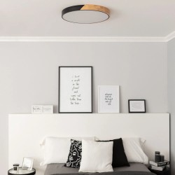 Plafon sufitowy LED CCT Czarny/drewno okrągły 50cm 3000-5700k Lagio