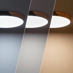 Plafon sufitowy LED CCT Czarny/drewno okrągły 50cm 3000-5700k Lagio