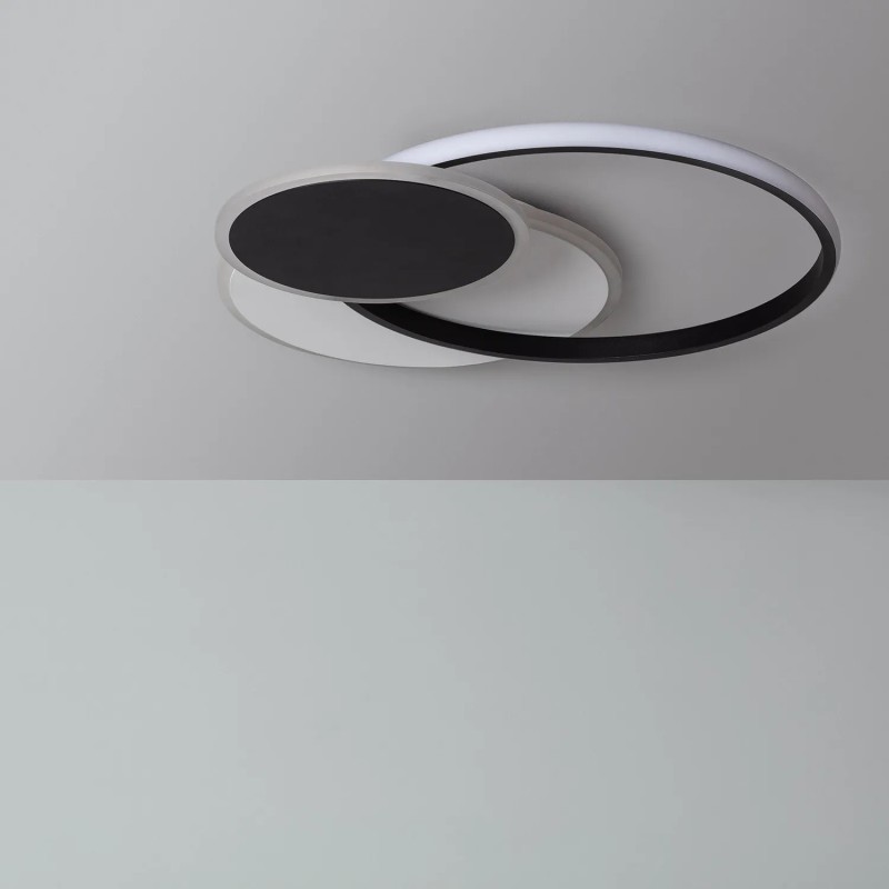 Nowoczesny Plafon LED 27W Czarno Biały w koła do pokoju 4000K Pirlo