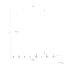 Wymiary - Lampa Wisząca Retro Czarna 100cm 8xE27 Nadi