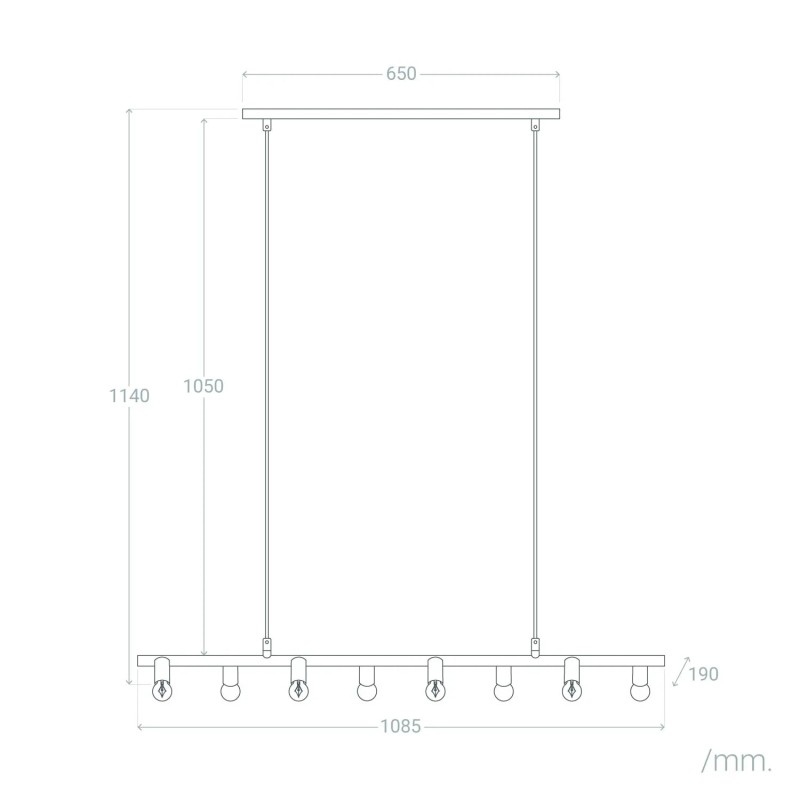 Wymiary - Lampa Wisząca Retro Czarna 100cm 8xE27 Nadi