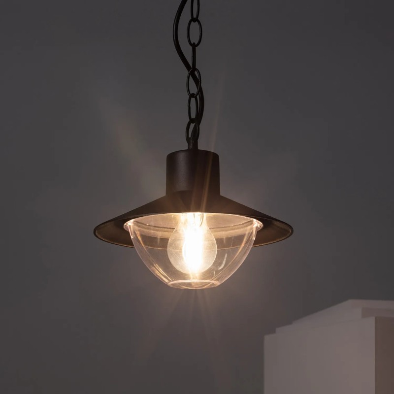 Świecąca Lampa Wisząca z kloszem i żarówką Retro loft Czarna Forte