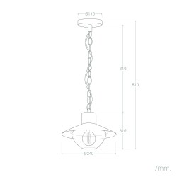 Wymiary Lampy Wiszącej z kloszem i żarówką Retro loft Czarna Forte