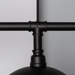 połączenie ramion kloszy Lampy Wiszącej Retro Loft Czarna 100cm 3xE27 Rivia