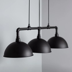 trzy klosze w Lampie Wiszącej Retro Loft Czarna 100cm 3xE27 Rivia